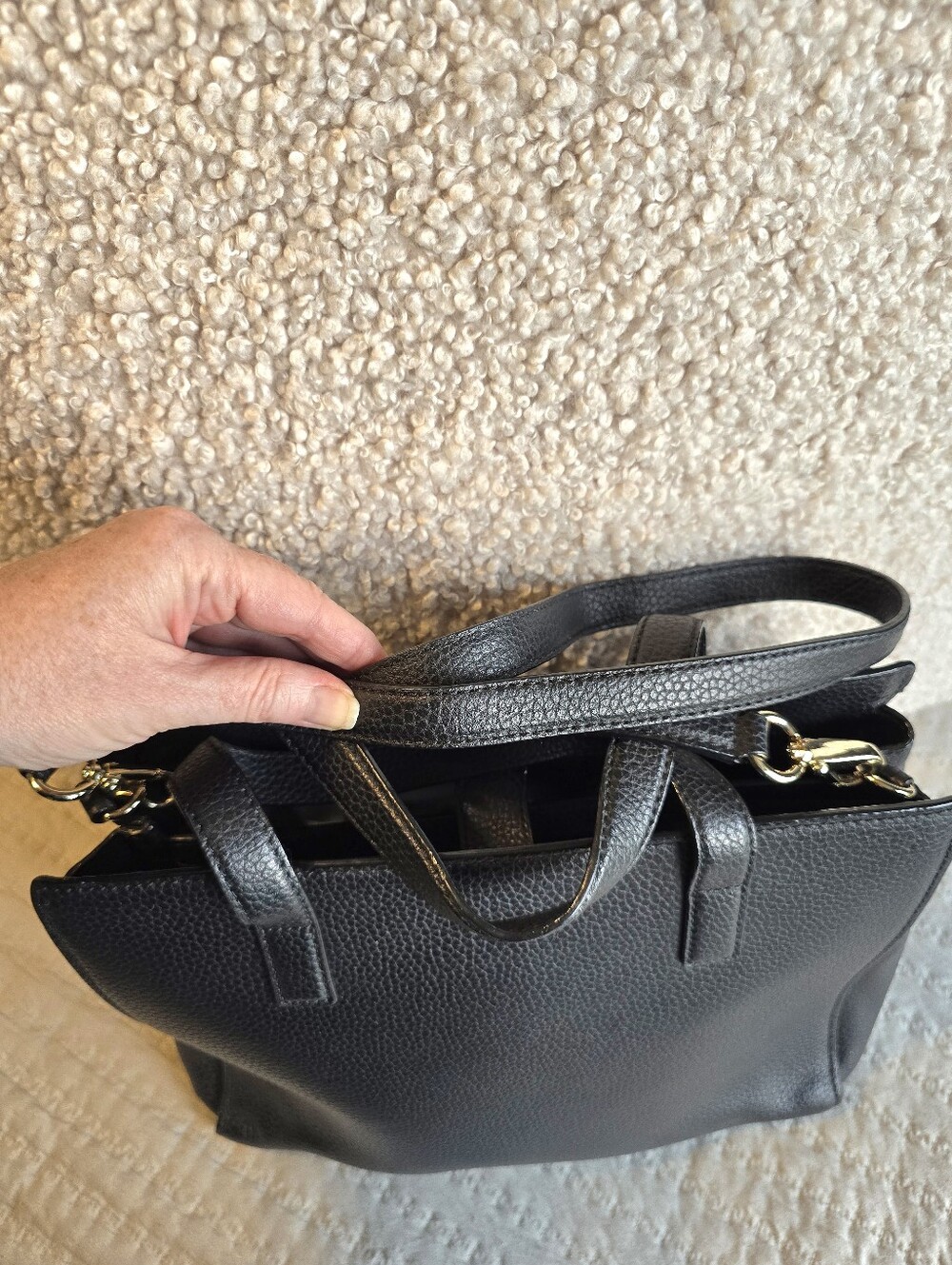 Kate Spade Black Pebbled 100% Leather Chantal Bridge Place Bow-Accent Satchel - Picture 3 of 16